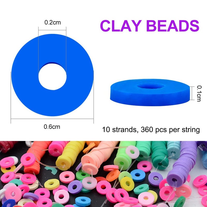 MIIIM 3600 PCS 10 Strands Clay Beads Polymer Clay Beads for Jewelry Making  Vinyl Heishi Beads 6mm for Surfer Bracelets Necklace Making (Pink) - Image 4